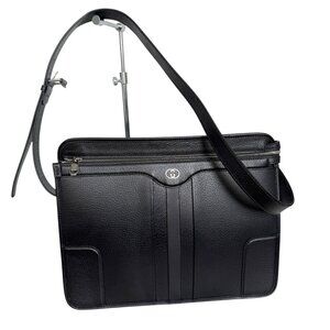 Gucci 735111 Unisex Black Saffiano Leather Messenger Bag
